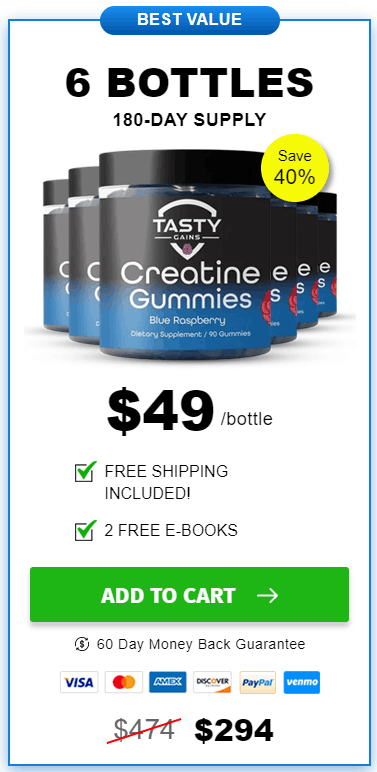 Buy Tasty Gaines Creatine Gummies 6 Bottles